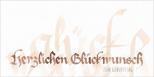 "Herzlichen Glückwunsch zum Geburtstag" Kalligrafie Grusskarte Hermine Jaensch