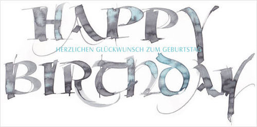"Happy Birthday" Kalligrafie Geburtstags-Grusskarte Hermine Jaensch
